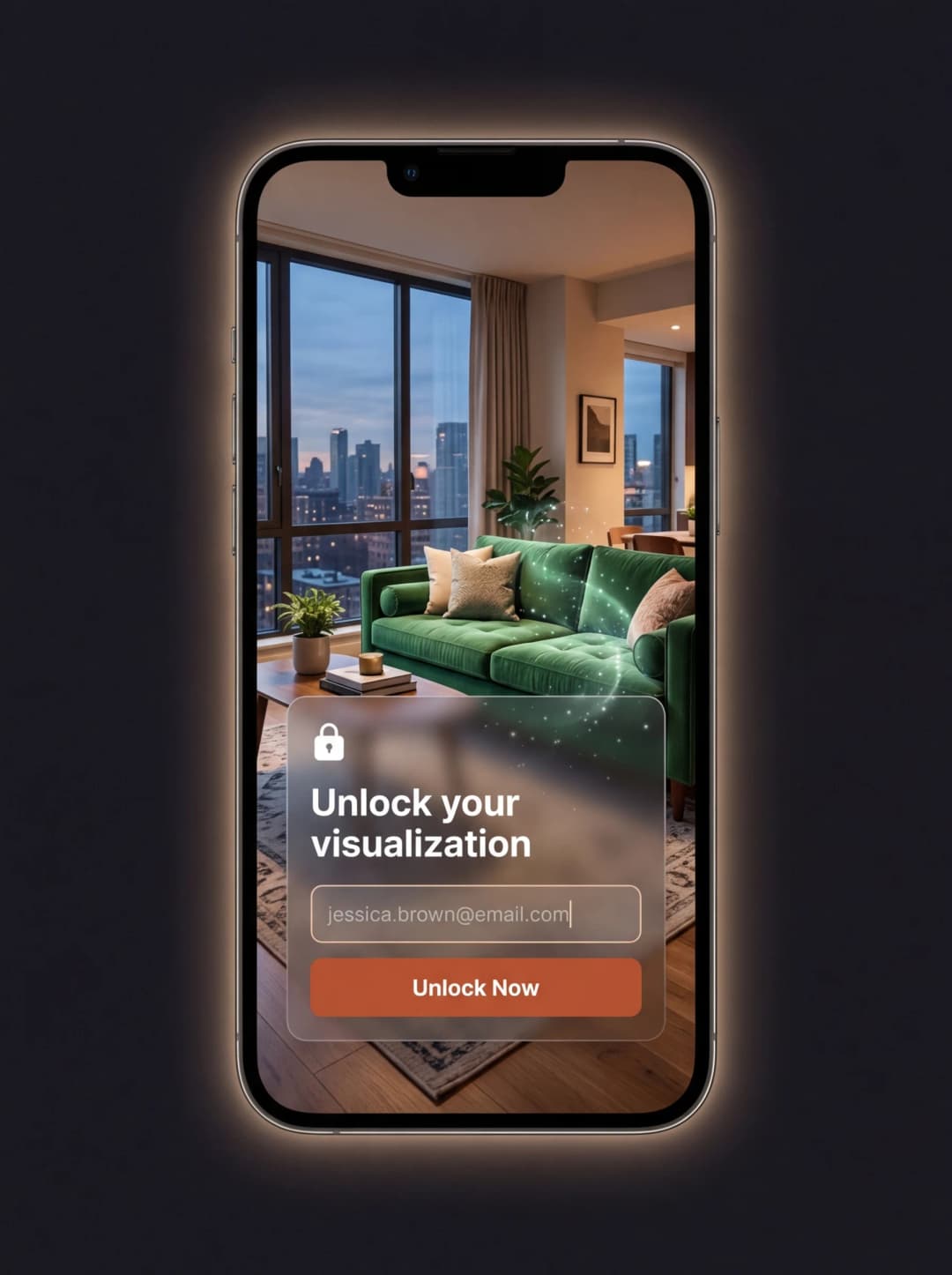 Email capture popup during AI visualization