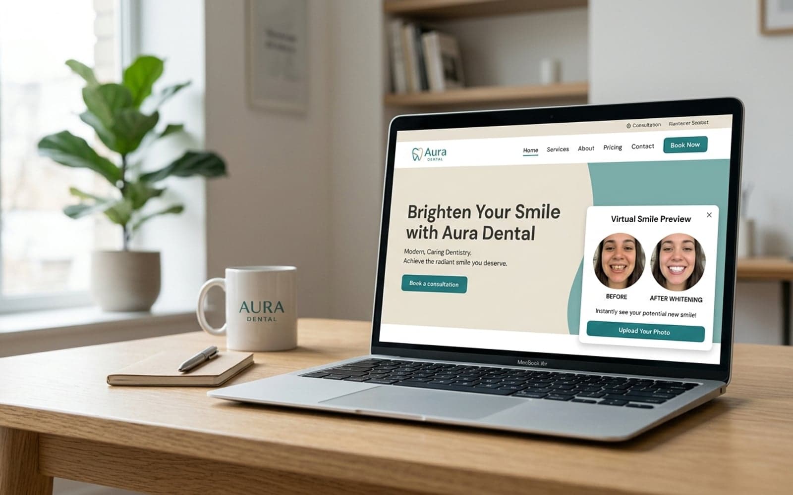 SmileVision widget embedded in a dental clinic website